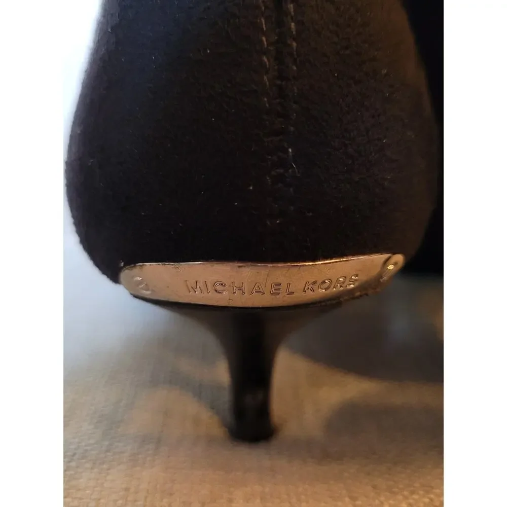 Michael Kors Black Suede Over-the-Knee Kitten Heel Boots Size 7.5M